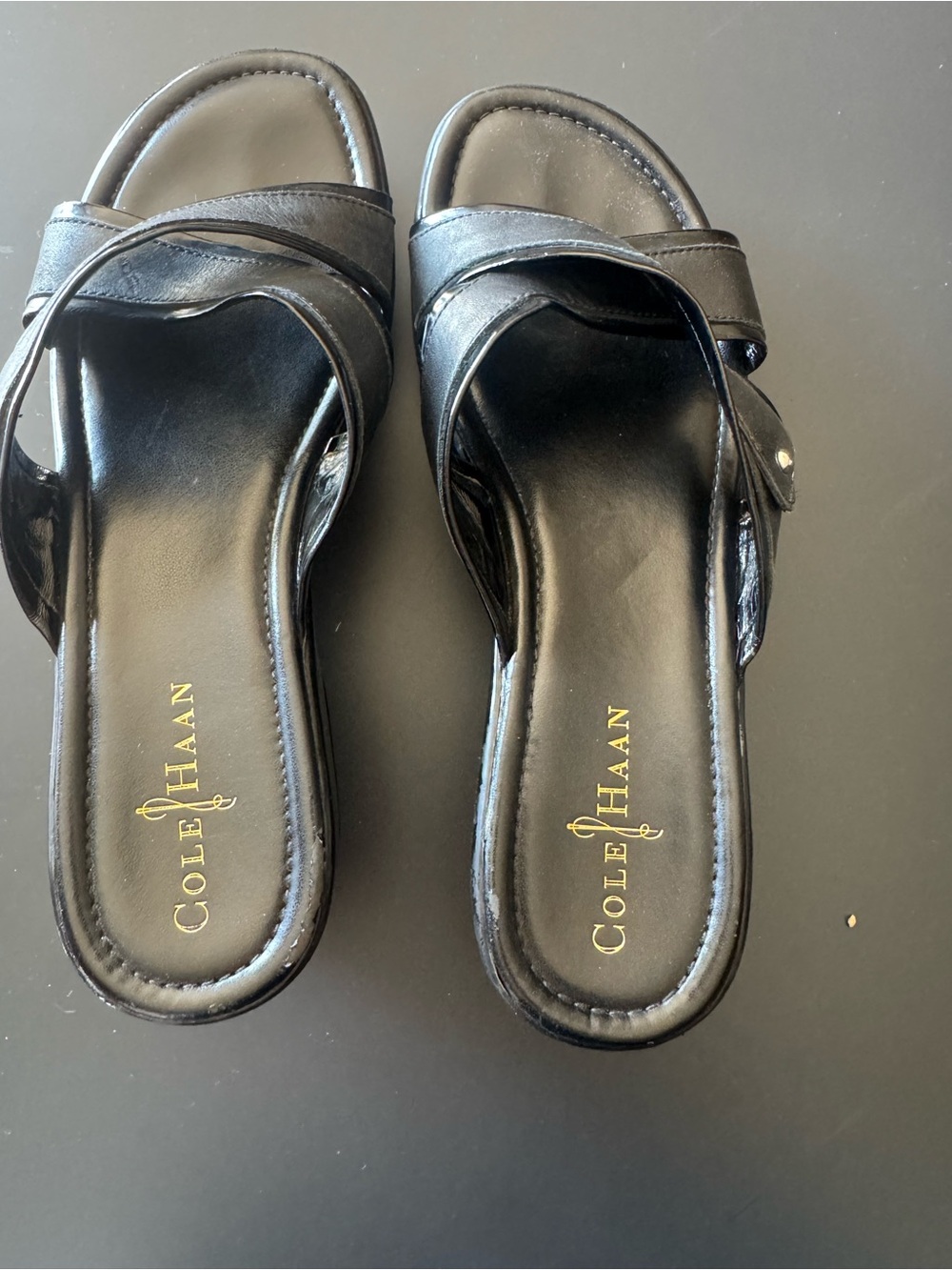 Cole Haan Black Leather Slide sandals